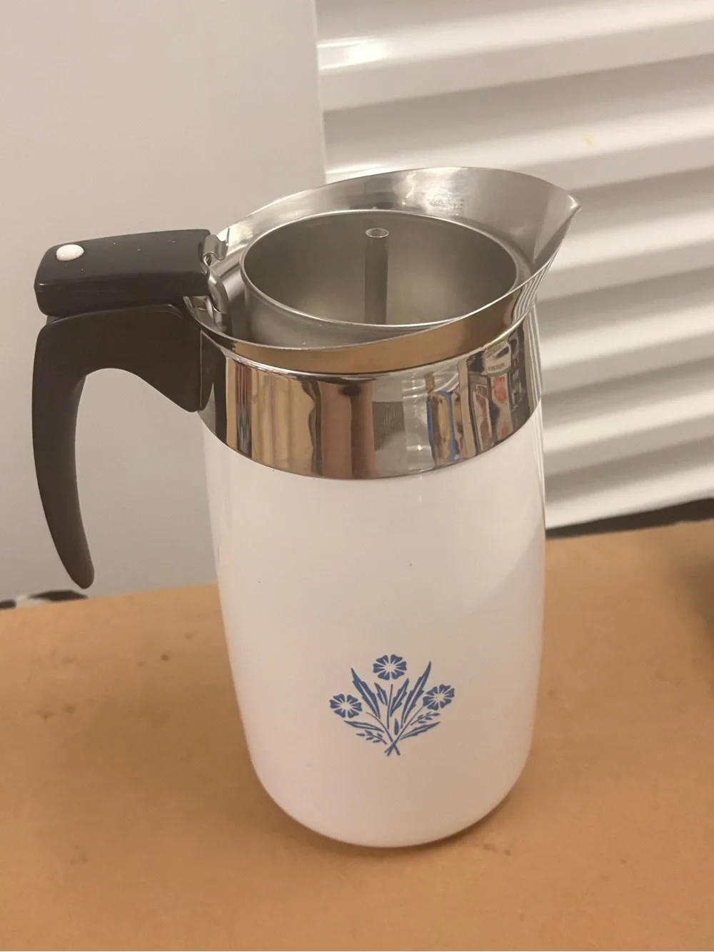 VINTAGE CORNING WARE BLUE CORNFLOWER 10 Cup stovetop Porcelain Pot percolator